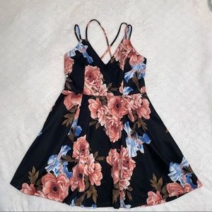 Medium Papaya Black Floral Dress